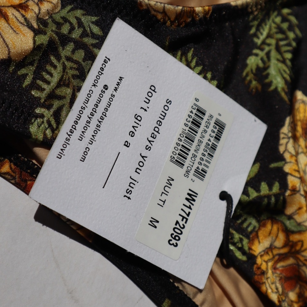 NWT Somedays Lovin Black and Yellow Floral Bikini Bottom - Picture 3 of 4